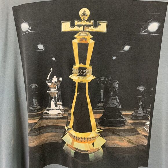 Nike T Shirt Mens XXL Graphic Chess Distressed Holes Gray Grunge Short Sleeve - Picture 2 of 7